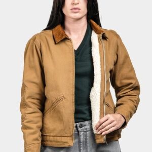 Dovetail Workwear Old School Trucker Jacket Vintage Brown Canvas Size Small